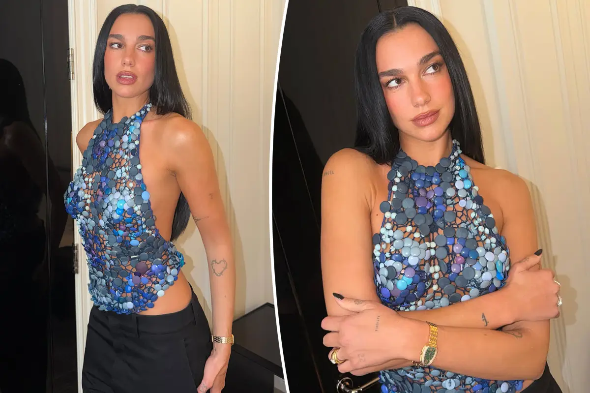 Dua Lipa’dan 740 düğmeyle tasarlanan cesur top kombini