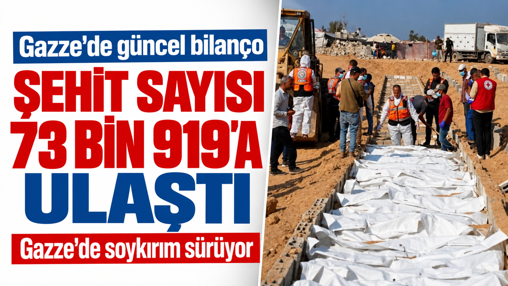 Gazze’de güncel bilanço: Can kaybı 73 bin 919 oldu