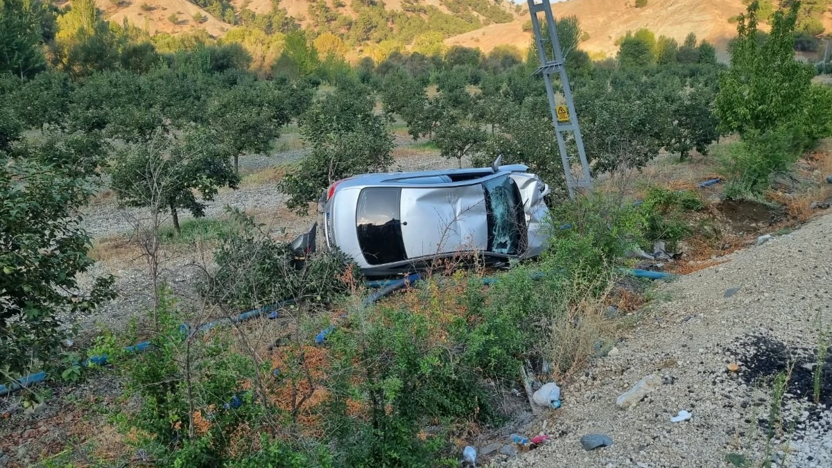 Adıyaman’da otomobil kazası: Meyve bahçesine yuvarlandı