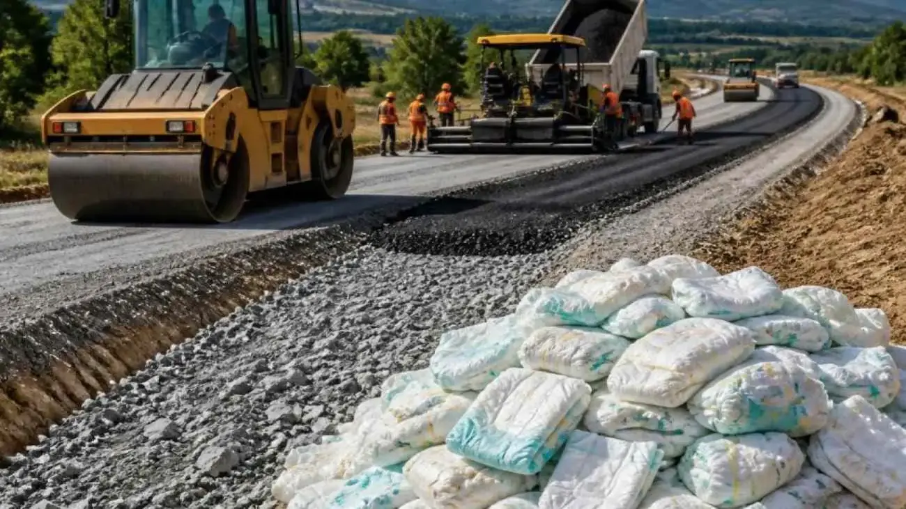Bebek bezleriyle yenilenen yol: 80 bin atık kullanıldı