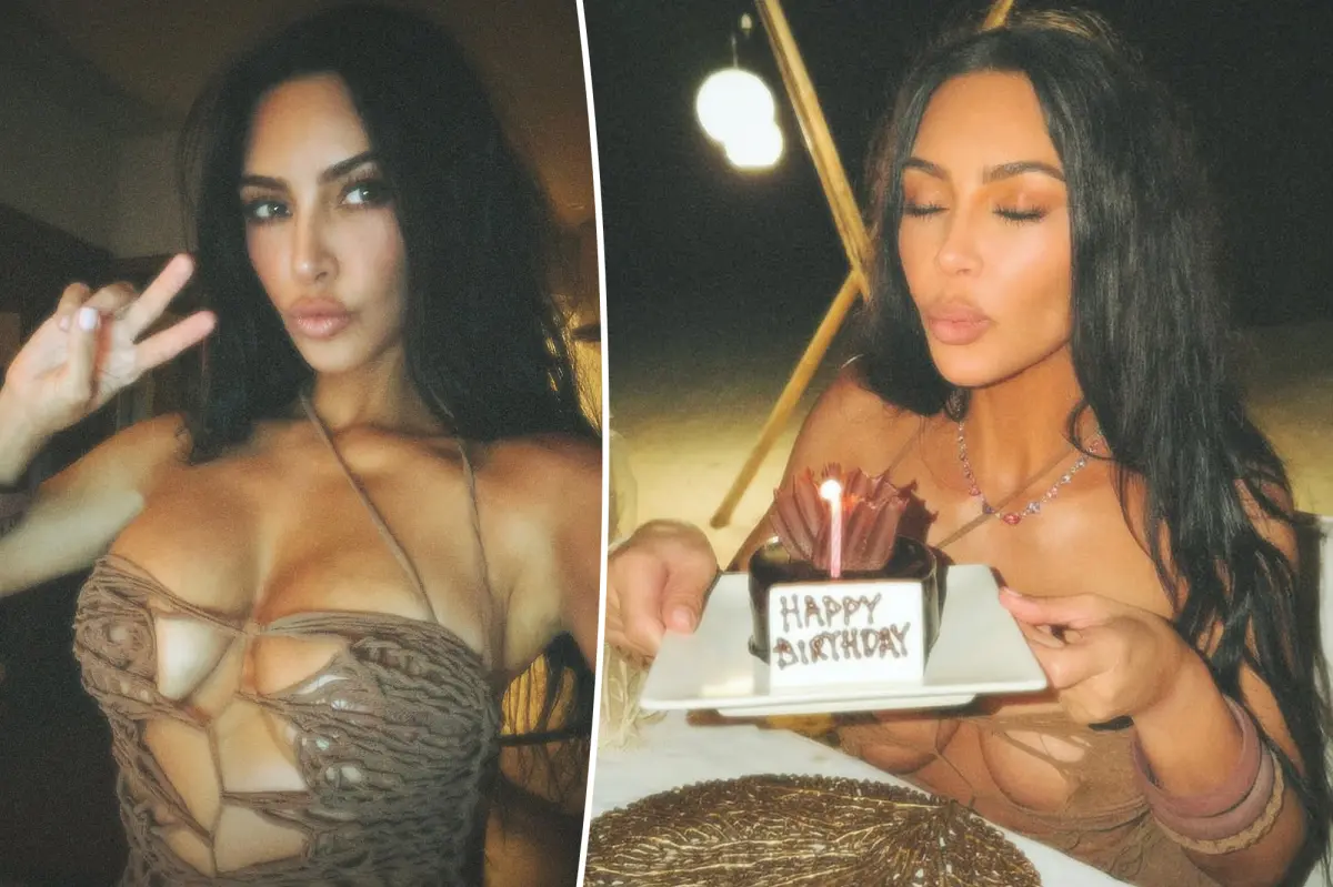 Kim Kardashian’ın doğum günü elbisesi iplerden oluştu